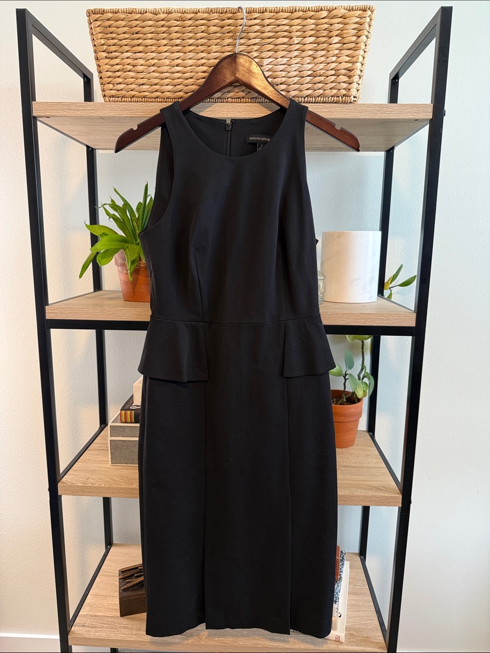 Banana Republic Little Black Dress Scoop neck Peplum Dress, 4